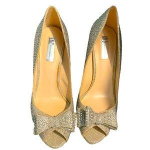 INC Jewel Rhinestone Stiletto Bow Detail Heels (SZ 10)